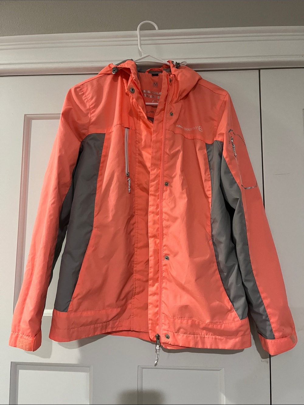 Free Country Coral and Gray Rain Jacket with Hood